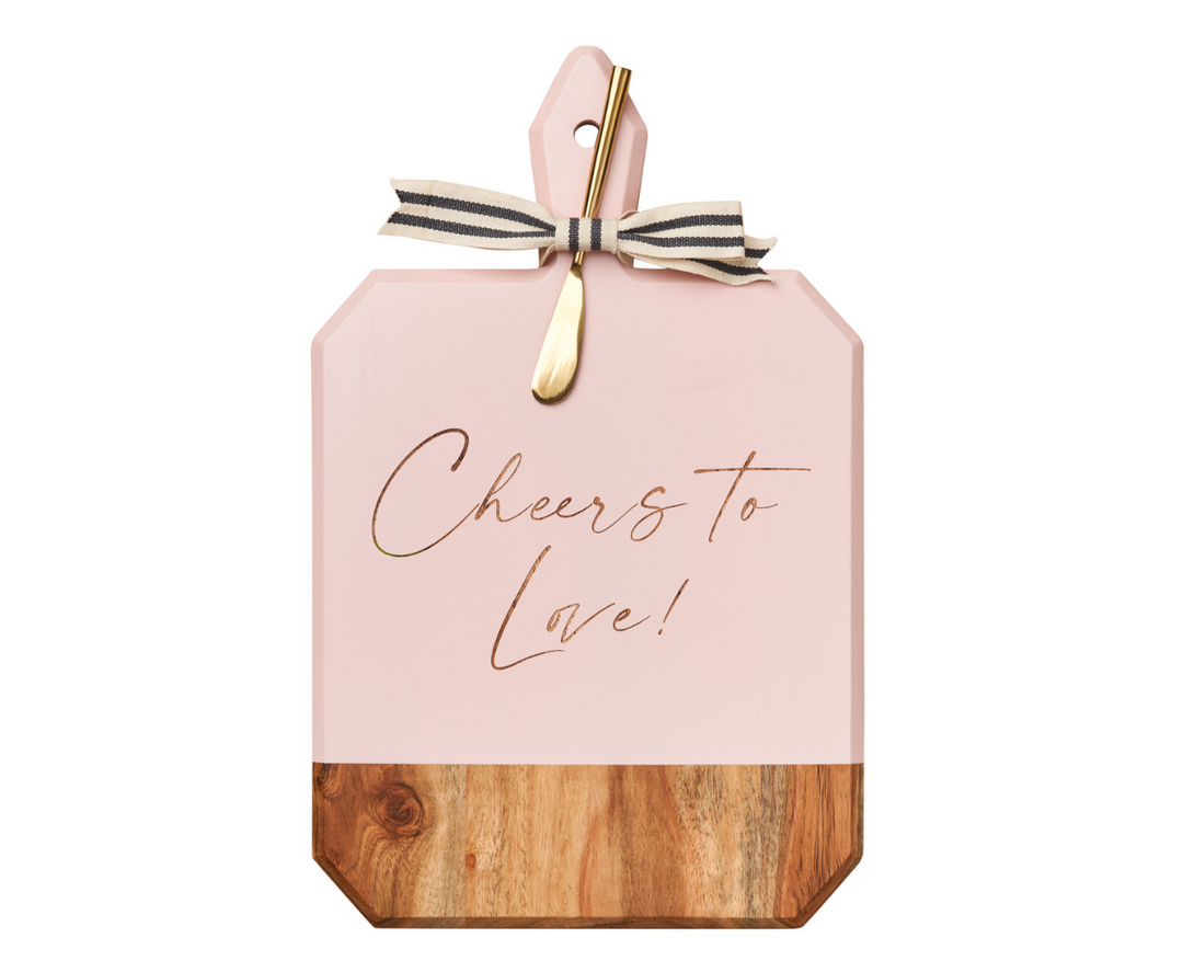 16 x 10" Acacia Heirloom Board in Blush with Gold Spreader | Cheers to Love!