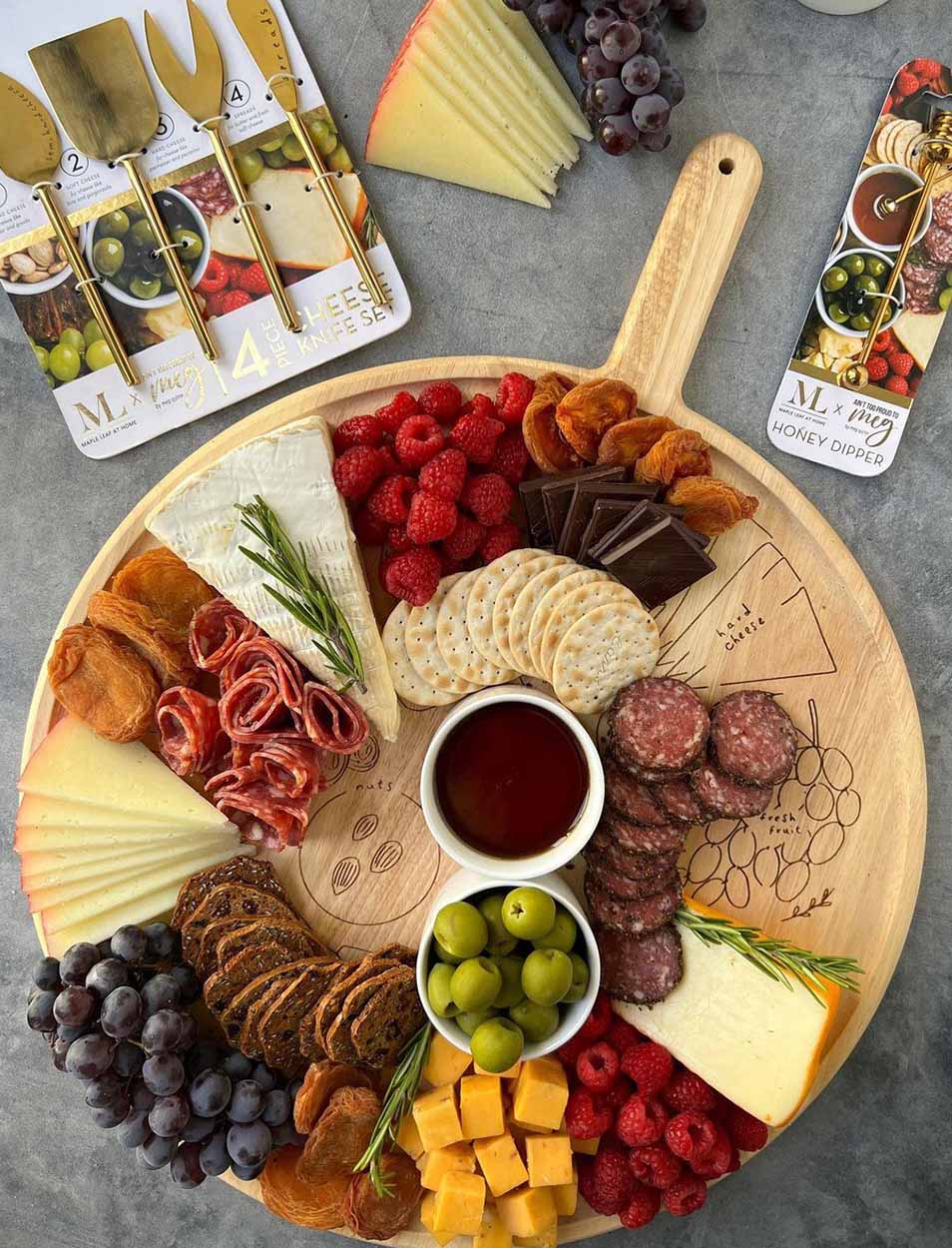 Meg Quinn Charcuterie Map Board | Round w/ Handle | 22