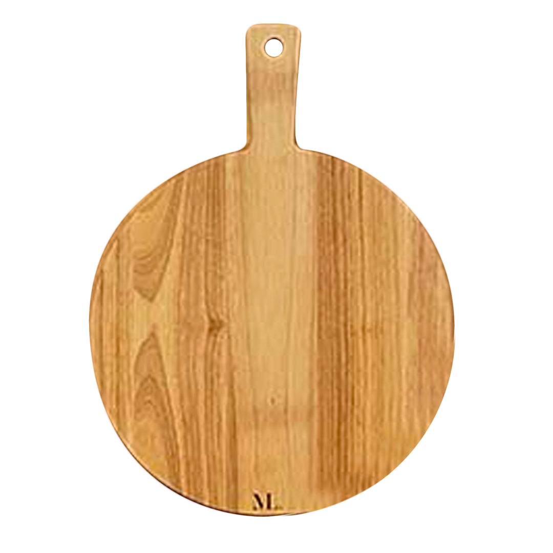 19" x 14" Rubber Wood Thick Handle Round Cutting Board