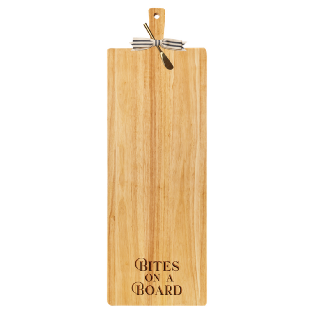 35" x 12" Rubber Wood Thick Handle Cutting Board | Bites on Board