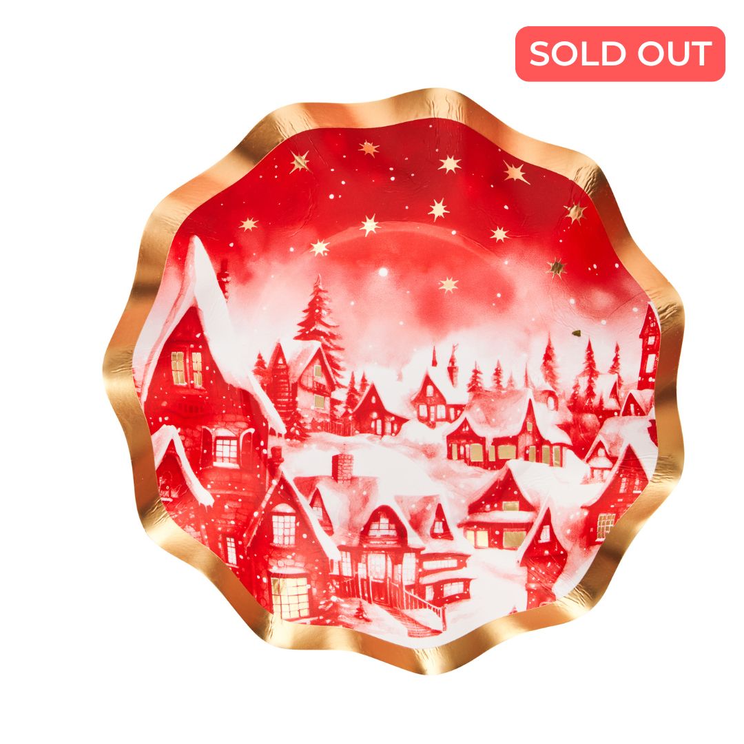 Christmas Village Wavy Paper Appetizer/Dessert Bowl/8pk