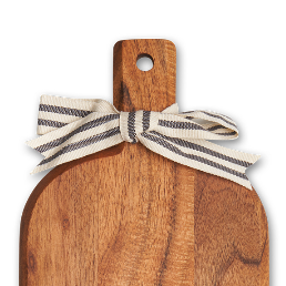 Ribbon Bow Gray and White Stripe Large