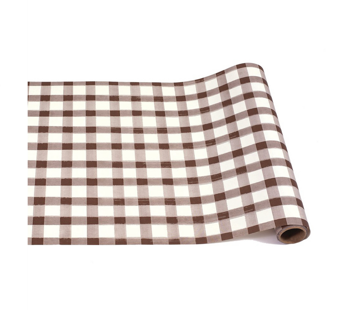 Brown Painted Check Runner - 20" x 25'