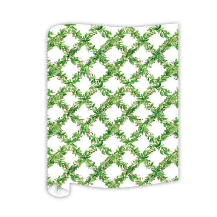 Holly Berry Trellis Table Runner - 20" x 12'