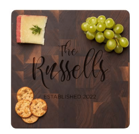 Personalized Black Walnut Butcher Block Slim Cutting Board - 12x12"