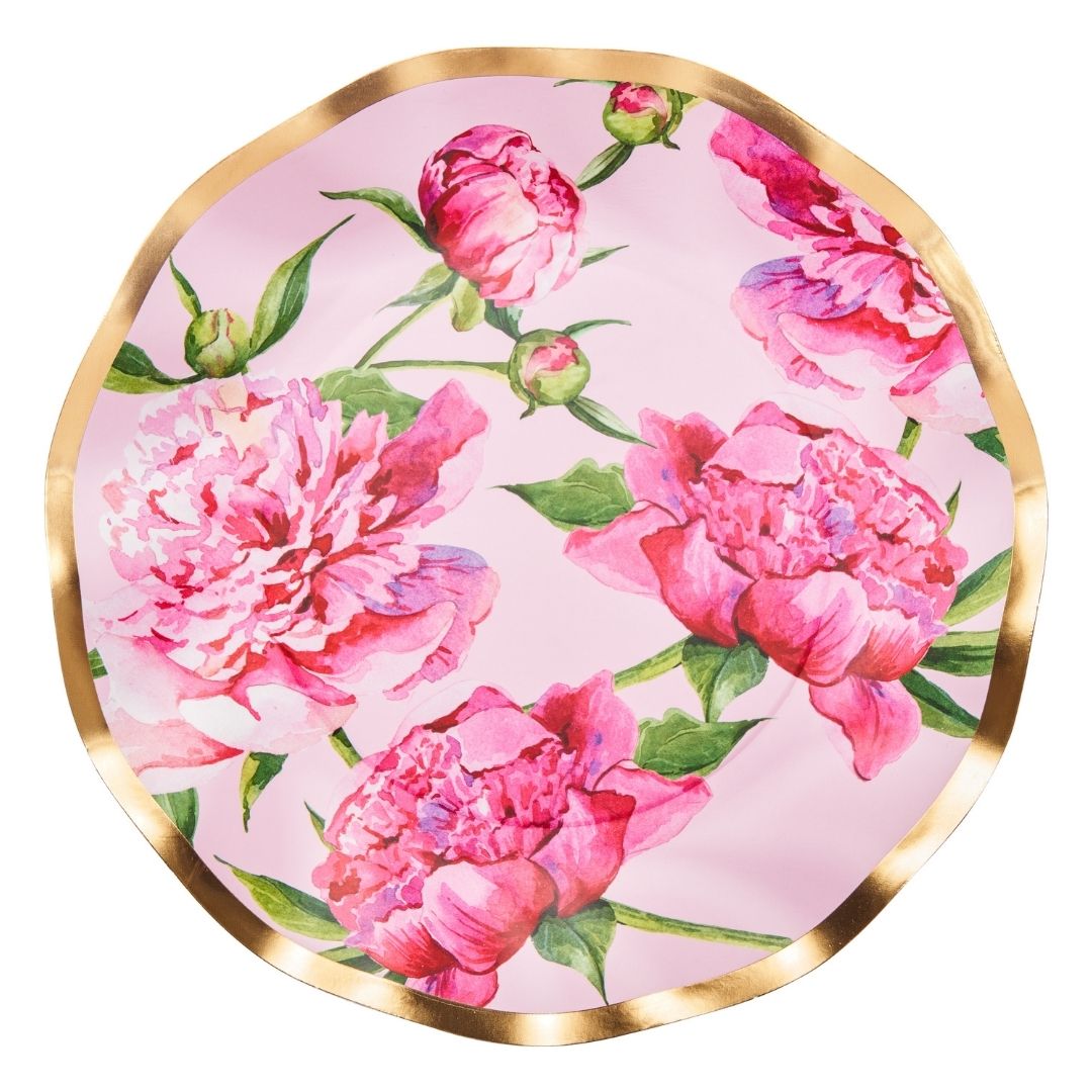 Wavy Salad Plate Pink Peonies - 8pkg – Sophistiplate LLC