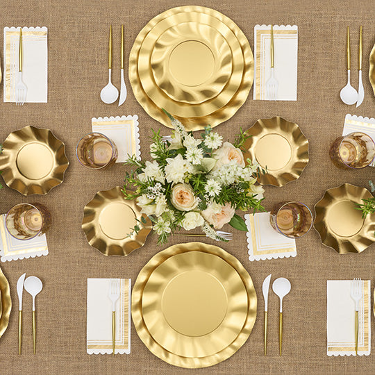Satin Gold Table Setting – Sophistiplate LLC