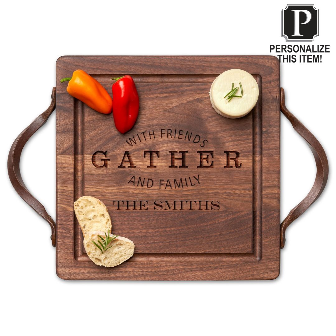 Personalized Walnut Wood Cutting + Cheeseboard 12" x 12"