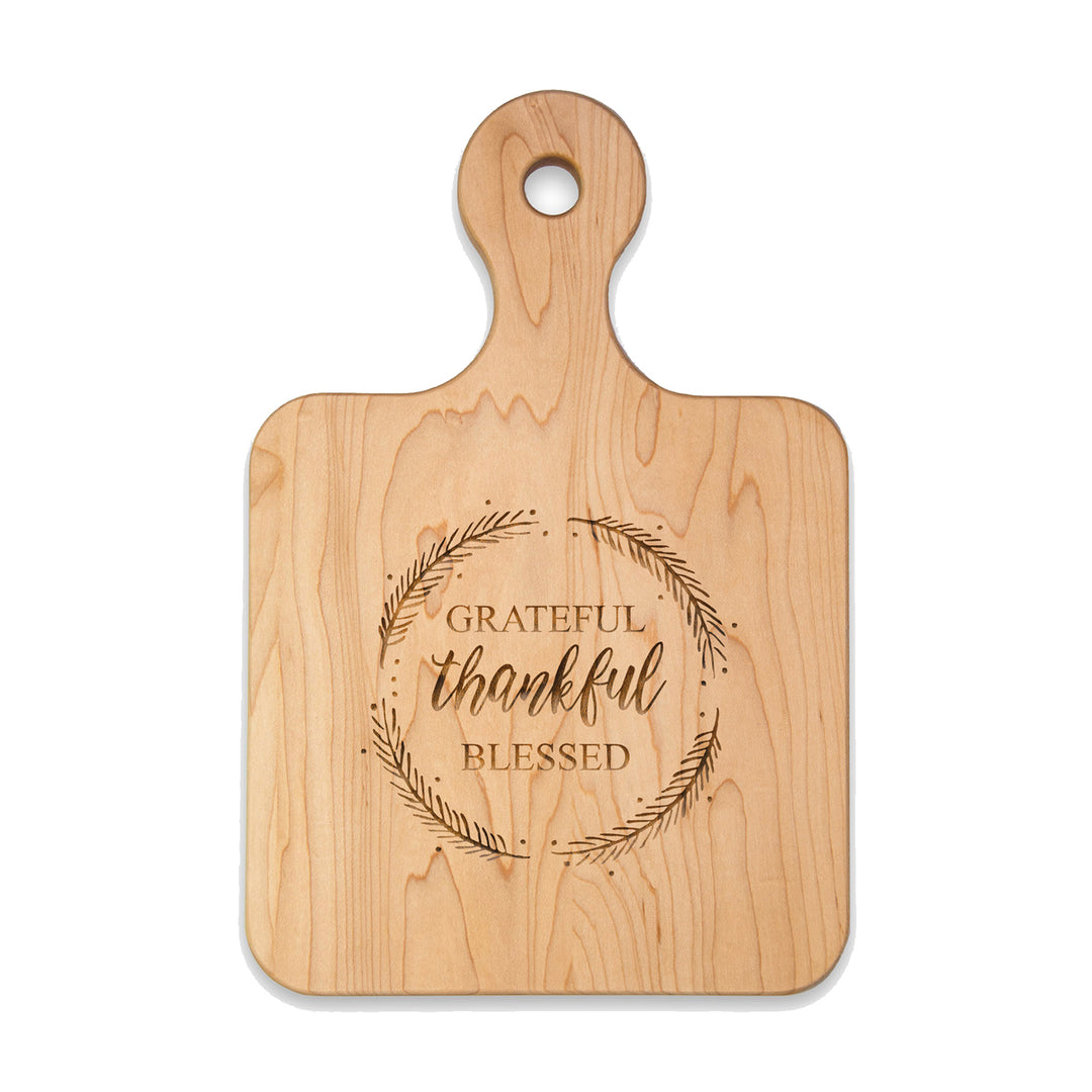 Grateful, Thankful, Blessed - Artisan Maple Wood Cutting & Cheeseboard 12 x 8"