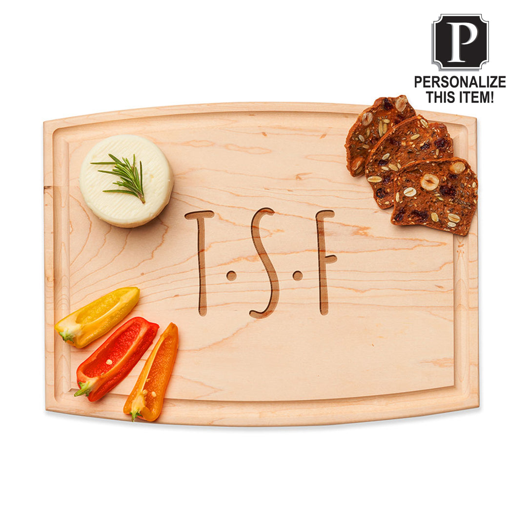 Personalized Arched Artisan Maple Board | Initials | 12 x 9"
