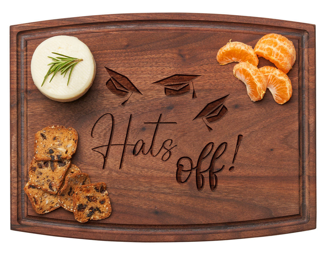 Arched Artisan Walnut Board | Hats Off | 12 x 9"