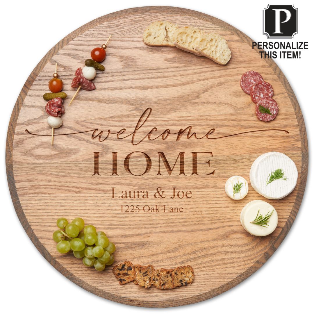 Personalized Oak Wood Round Lazy Susan | Weathered Oak | Various Sizes