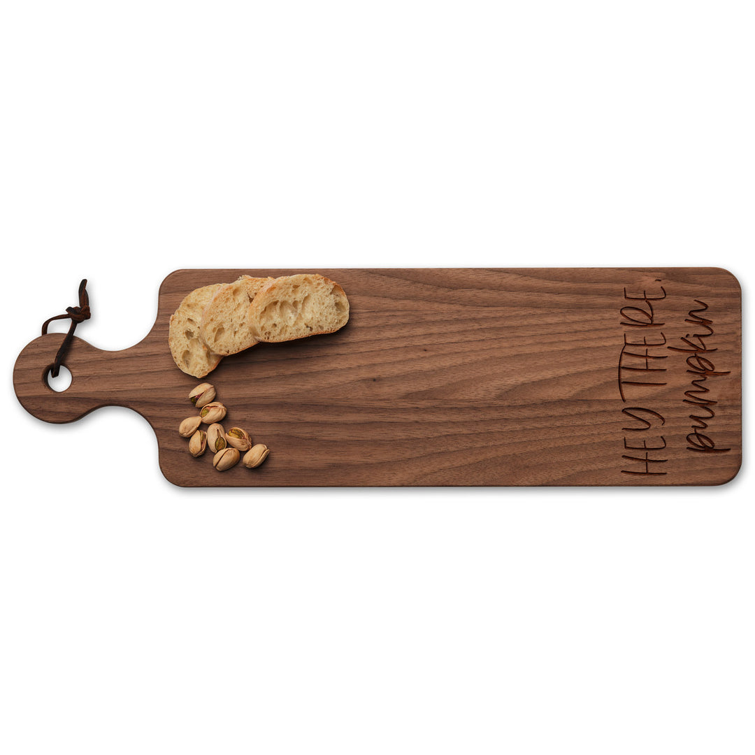 Handled Walnut Bread Board | Hey There Pumpkin | 20" x 6"