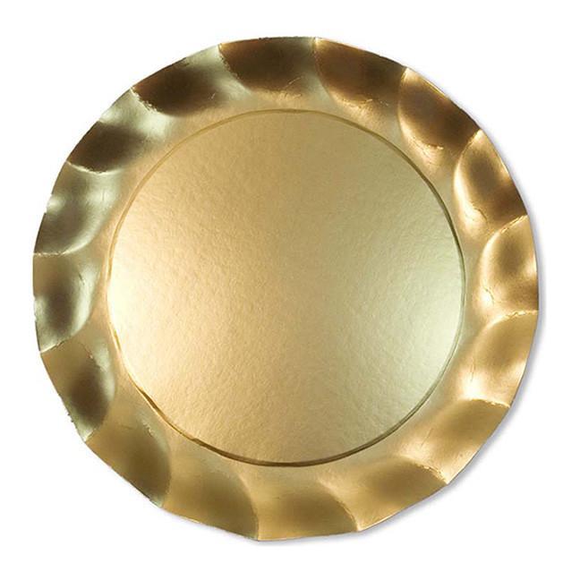 Satin Gold Wavy Paper Charger/8pk