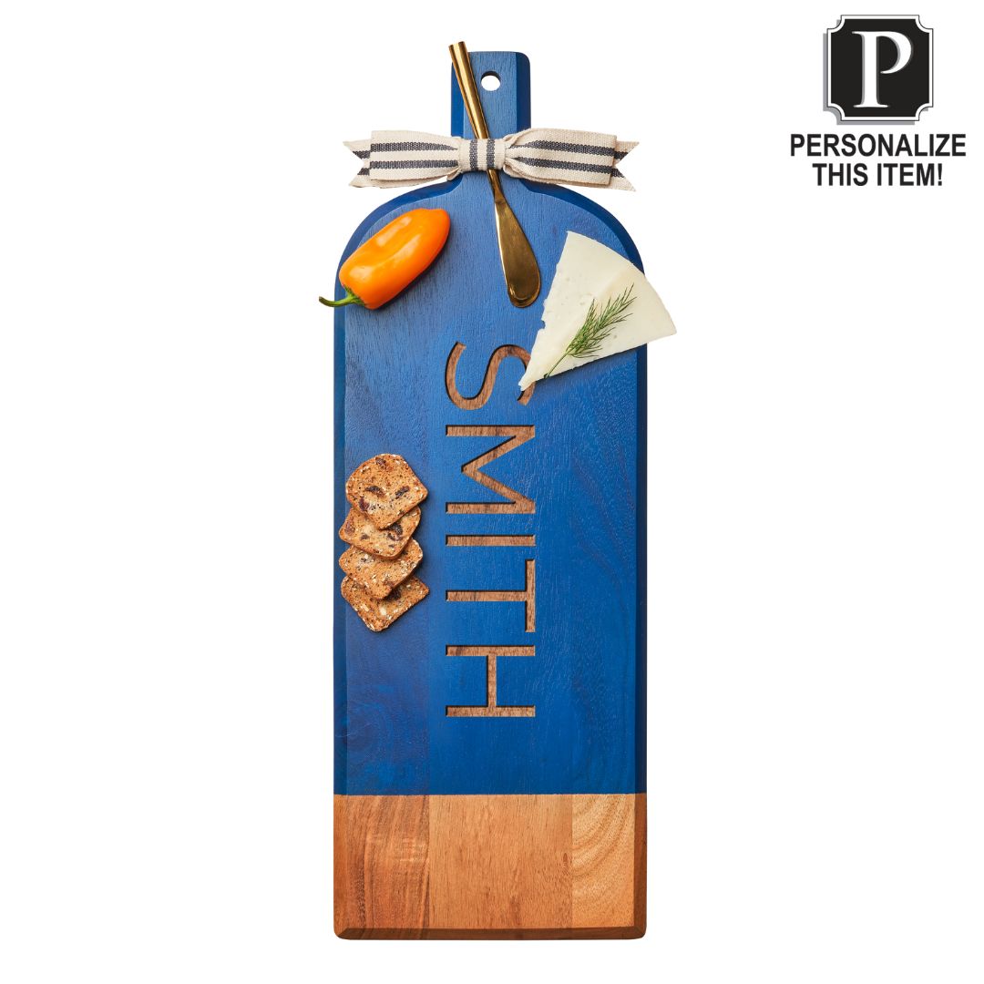 Personalized Acacia Bevel Board | Blue | 20" X "7" X.6"