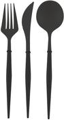 All Black Bella Assorted Plastic Cutlery/36pc, Service for 12