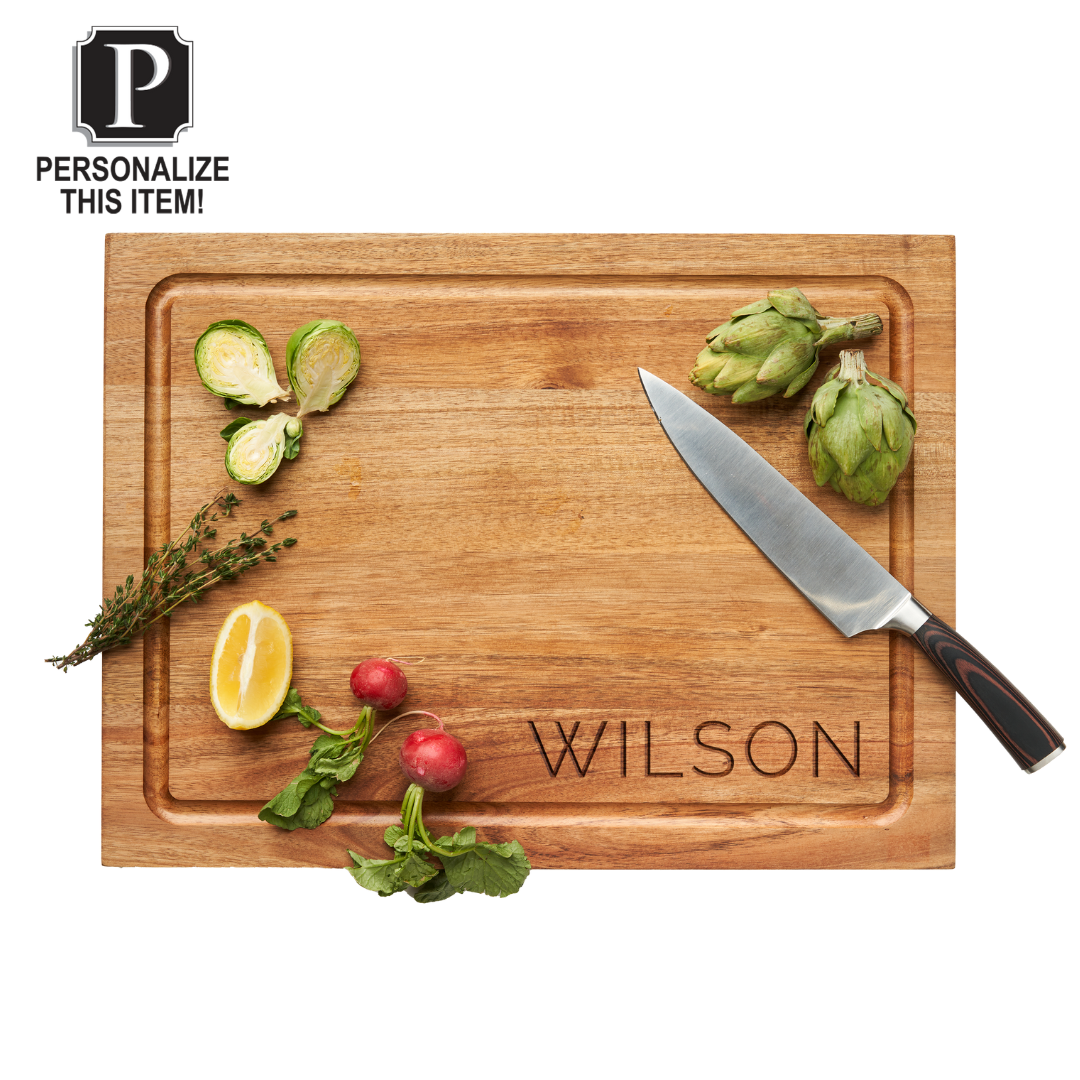 Carv'd Chef Knife & Board Acacia Wood | Personalized | 18 x 12"