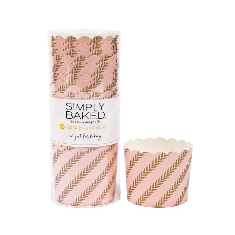 Large Paper Baking Cups | Pink Gold Leaf | 20 ct