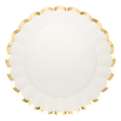 Scalloped Charger Plate Gold & White, 8 pkg