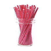 Scarlet Chevron Paper Cocktail Straw/25pk - Gift Box