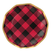 Holiday Buffalo Check Wavy Paper Salad Plate/8pk