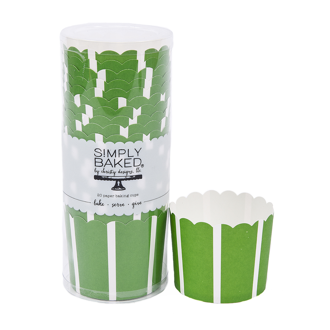 Large Paper Baking Cups | Green Vertical | 20 ct