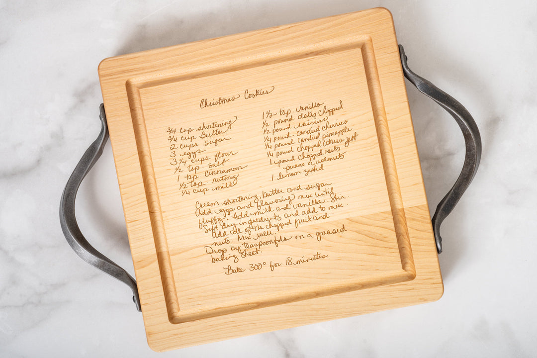 Wooden board with handwriting engraved