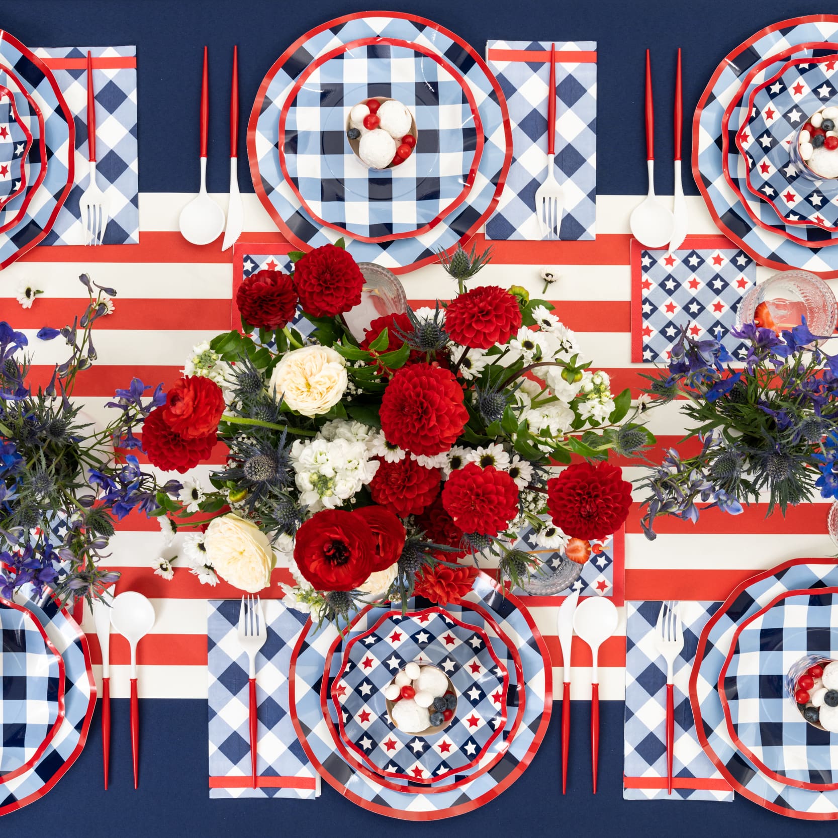 Patriotic Gingham Table Setting