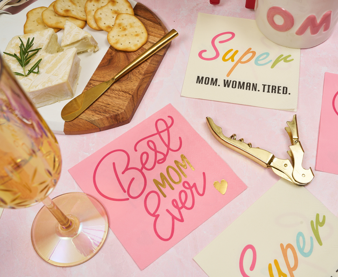Super Mom Woman Tired Cocktail Napkins /26pk