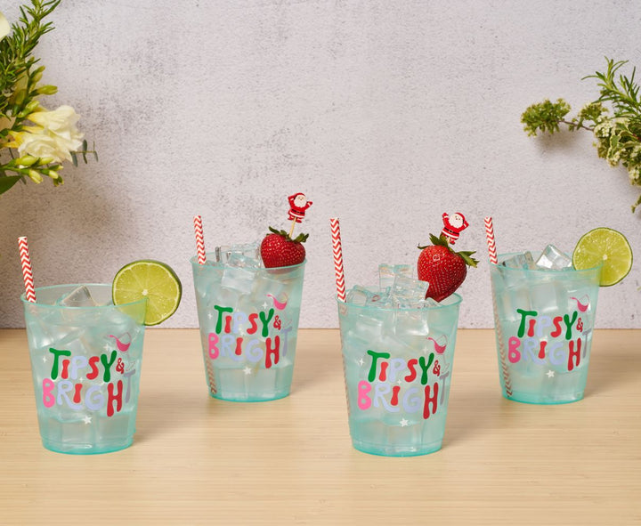 Christmas Cocktail Frost Flex Cups/8pk - Tipsy & Bright