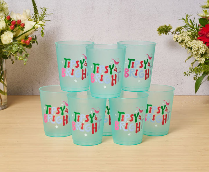 Christmas Cocktail Frost Flex Cups/8pk - Tipsy & Bright