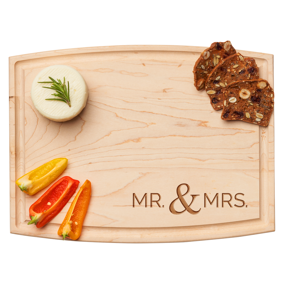 Arched Artisan Maple Board | Mr & Mrs | 12 x 9"