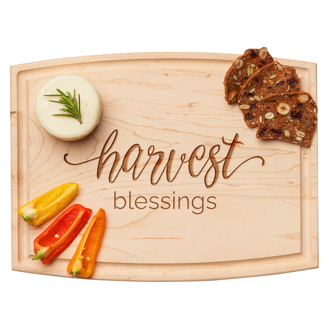 Arched Artisan Maple Board | Harvest Blessings | 12 x 9"