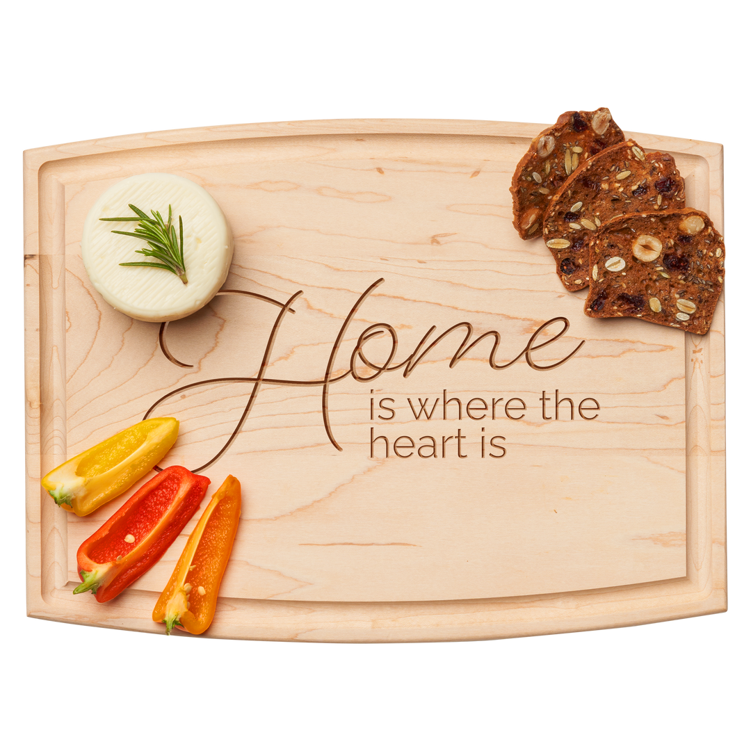 Arched Artisan Maple Board | Home is where the heart is | 12 x 9"
