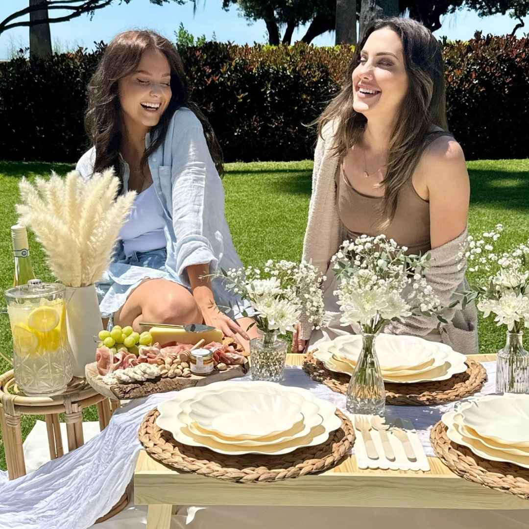 Eco Cream & Blush Table Setting for 16