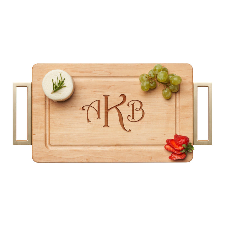 Maple Wood Cutting + Cheeseboard | Gold Handles | 13 x 8"