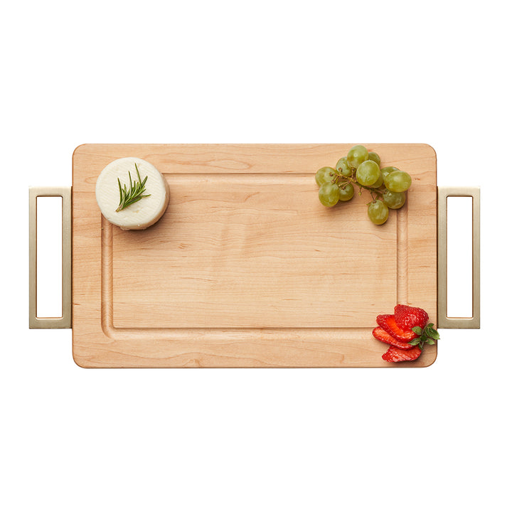 Maple Wood Cutting + Cheeseboard | Gold Handles | 13 x 8"