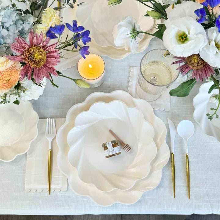 Eco Cream & Blush Table Setting for 16