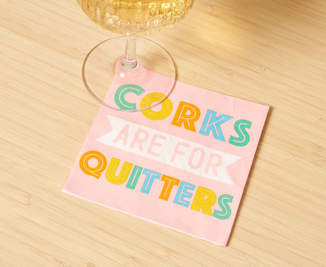 'Corks are for Quitters' Cocktail Napkins/26pk