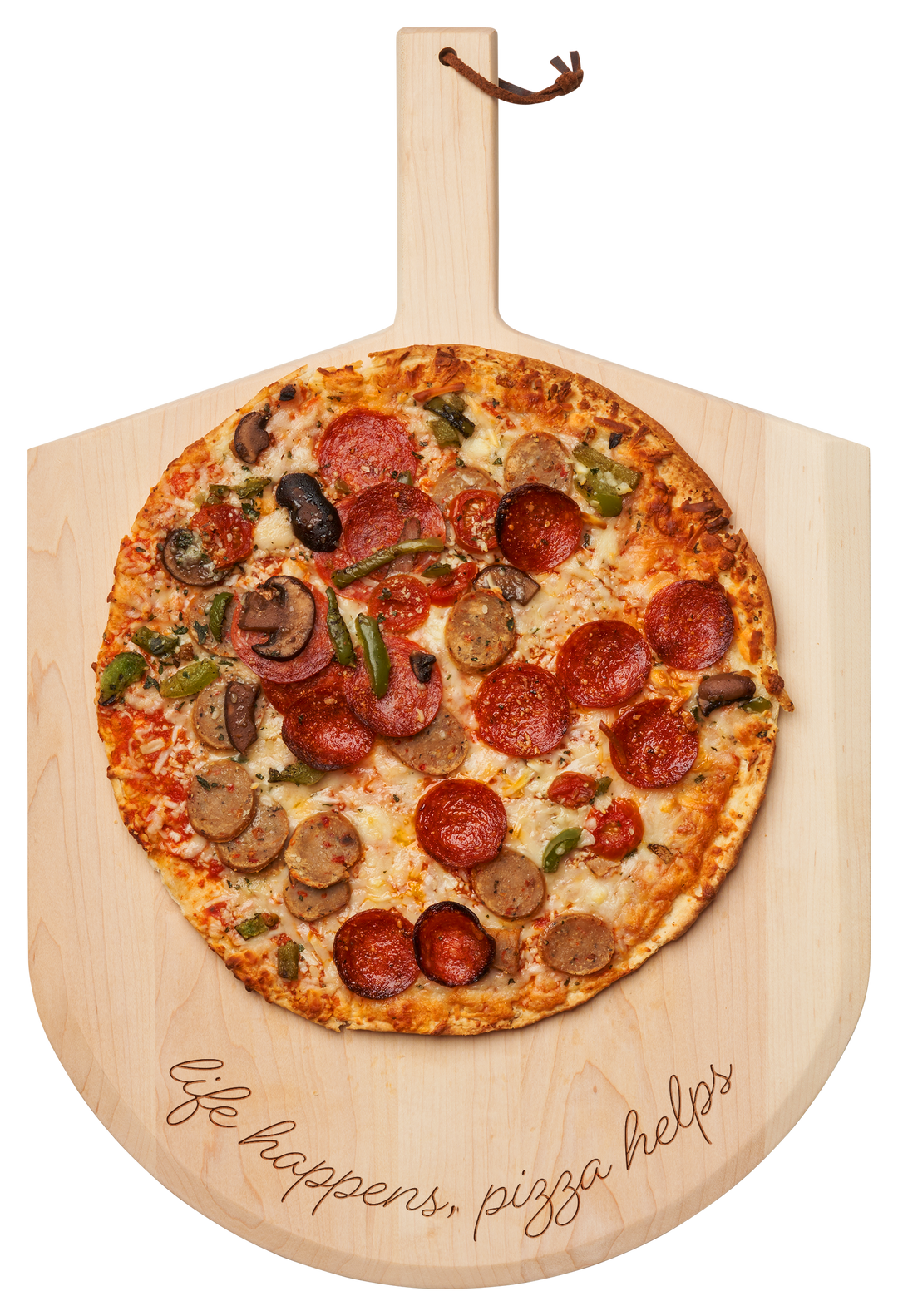 Maple Wood Pizza Peel | Life Happens, Pizza Helps | 14 x 21"