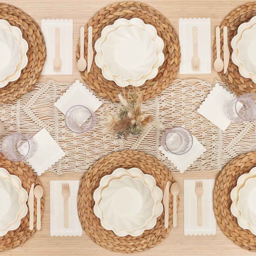 Eco Cream & Blush Table Setting for 16