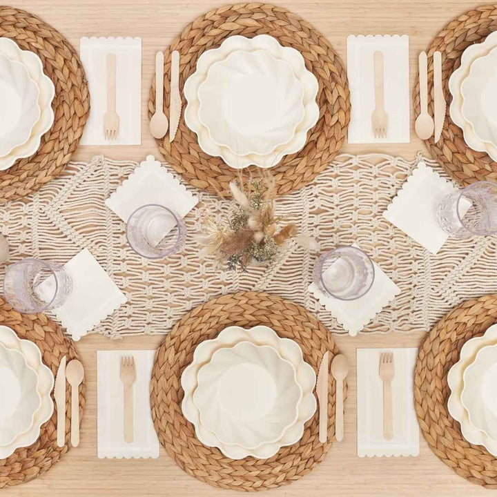 Eco Cream & Blush Table Setting for 16