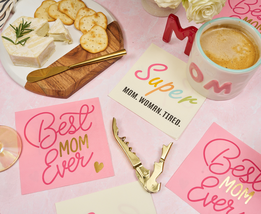 Super Mom Woman Tired Cocktail Napkins /26pk