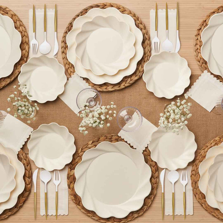 Eco Cream & Blush Table Setting for 16
