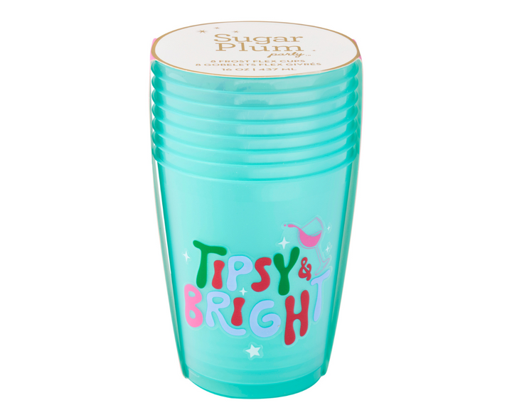 Christmas Cocktail Frost Flex Cups/8pk - Tipsy & Bright