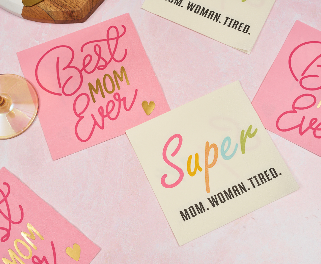 Super Mom Woman Tired Cocktail Napkins /26pk