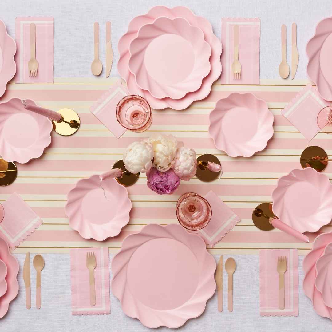 Eco Cream & Blush Table Setting for 16