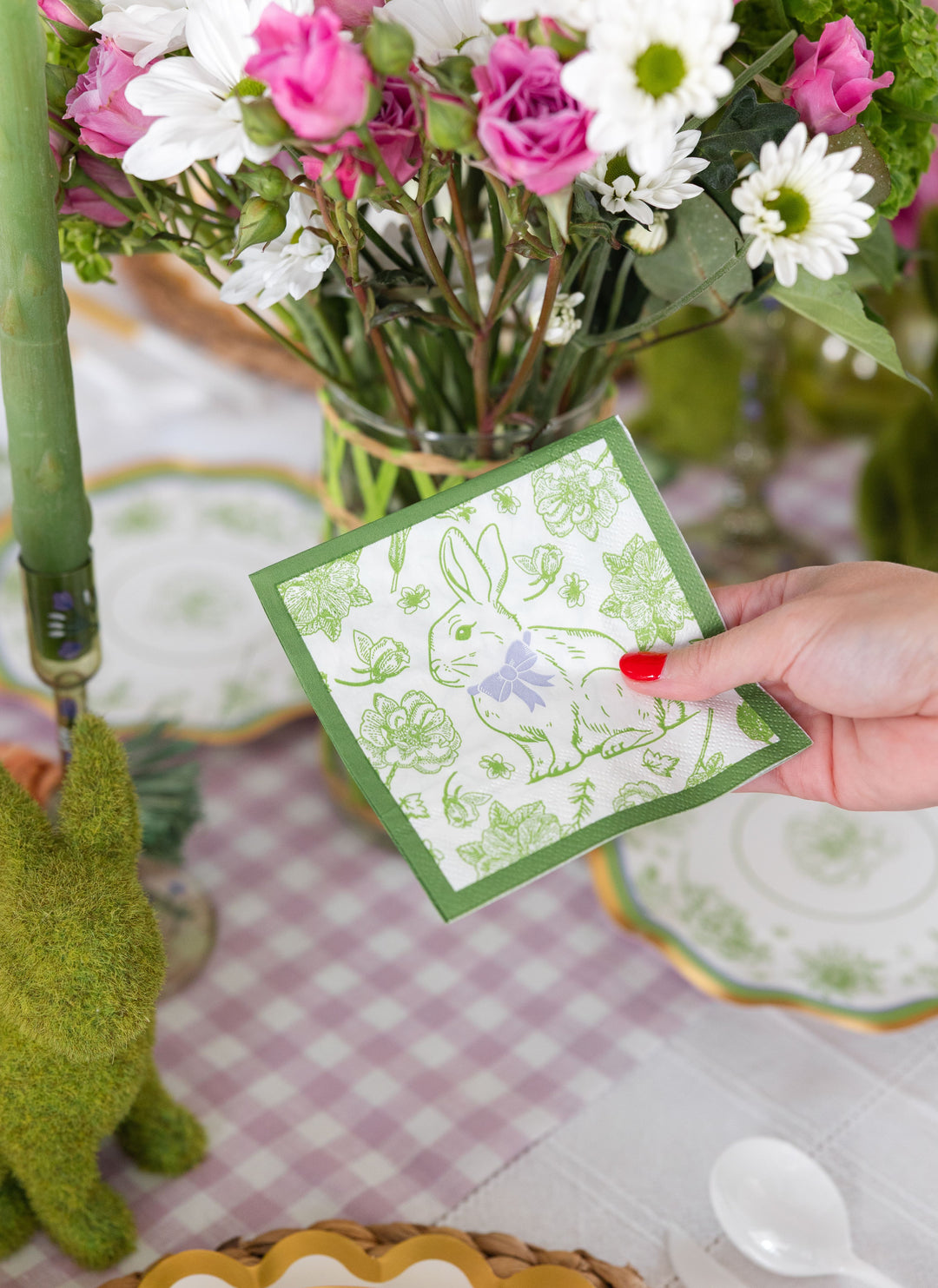 Easter Toile Table Setting
