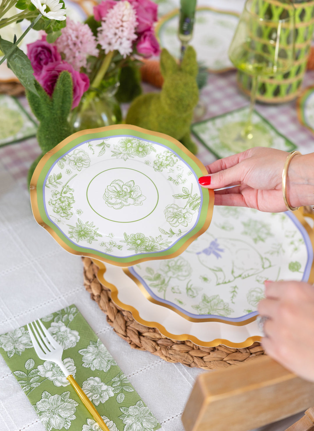Easter Toile Table Setting
