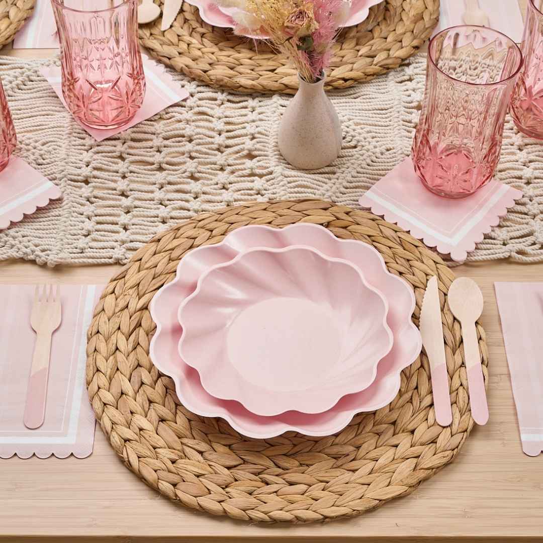 Eco Cream & Blush Table Setting for 16